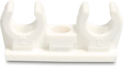 Pipe clip PP female thread white type Woeste double