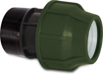 Adaptor socket PP 10bar compression x female thread black/green