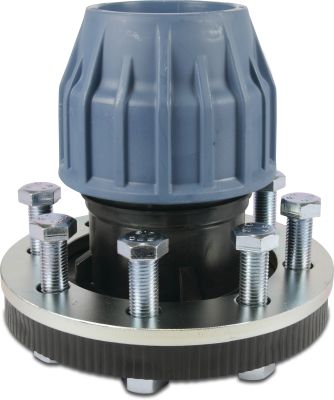 Jason Flange adaptor PP DVGW/KIWA/WRAS/SVGW 16bar DIN flange x compression black/blue EZ