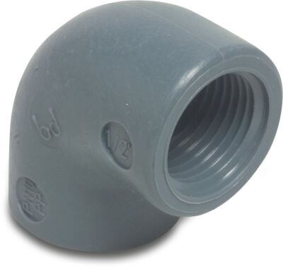 Elbow 90° PP 10 bar female thread grey
