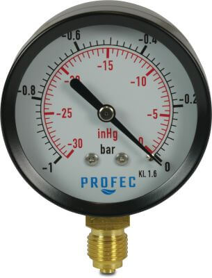 Profec Pressure gauge male thread black dry