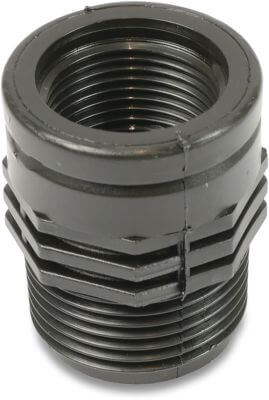 Reducer socket PP 10bar female thread x male thread black