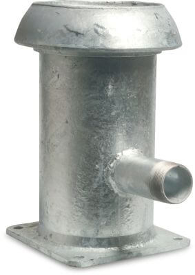 Quick coupler reducer T-piece 90° steel male part Perrot x male thread x square flange Perrot