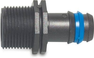 Barbed adaptor PP 4bar male thread x barbed black safety