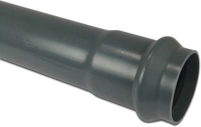 Pressure pipe PVC-U 10bar ISOPN10 DINPN10 ring seal x plain grey