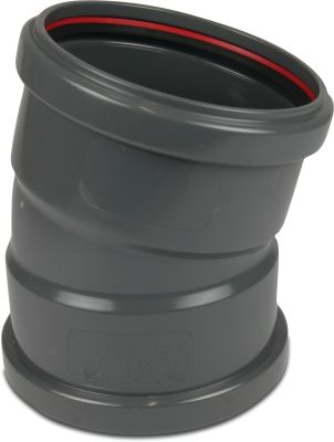 Drainage bend 15° PVC-U KOMO/BENOR ring seal grey