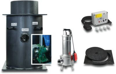 DAB Assembled pump sump PE black type PE612 Complete