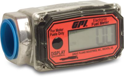 Electronic flow meter aluminium 21bar female thread black GPI-EX for fuel