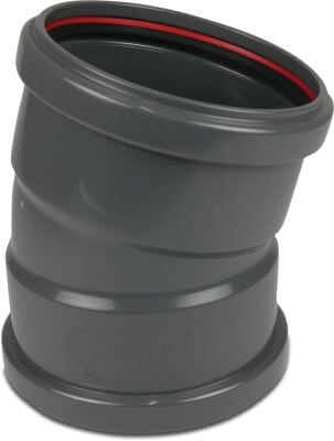 Drainage bend 15° PVC-U KOMO/BENOR ring seal grey