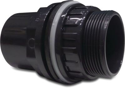 VDL Bulkhead fitting PVC-U 10bar glue socket/glue spigot x male thread grey
