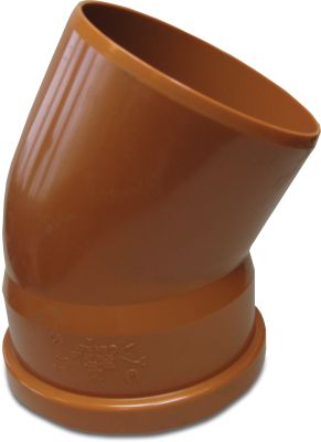 Drainage bend 30° PVC-U ring seal x spigot redbrown