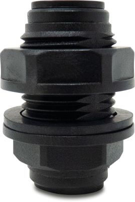 Bulkhead fitting POM WRAS push-in black Aquaspeed