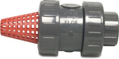 Profec Foot valve spring loaded PVC-U glue socket grey