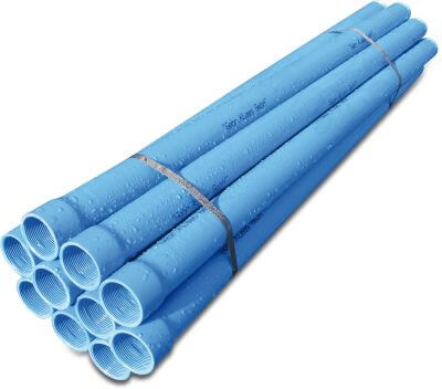 Well screen PVC-U female trapezium thread x male trapezium thread blue