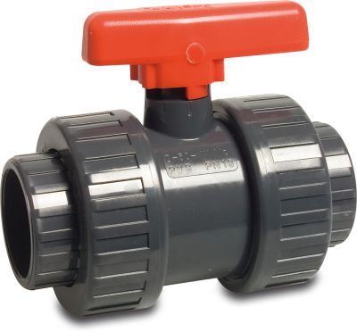 Profec Ball valve PVC-U 16bar glue socket grey Safe 600 Viton