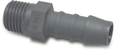 Hose tail adaptor nylon 16bar male thread x hose tail grey