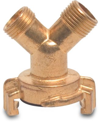 Quick coupler Y-piece brass 12bar male thread x male thread x quick coupler