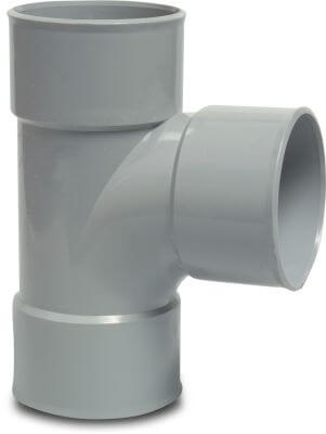 T-piece 90° PVC-U KOMO glue socket grey