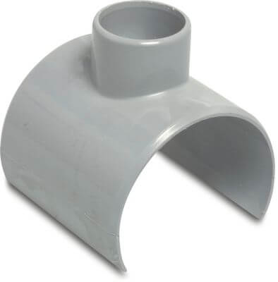 Drainage clamp saddle PVC-U KOMO glue saddle x glue socket grey