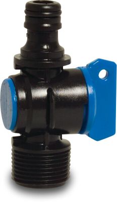 Praher Plug valve male thread x male click black