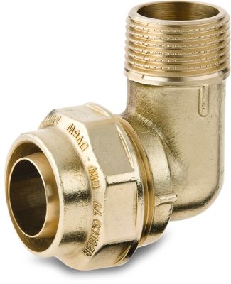 Beulco Adaptor elbow 90° brass KIWA 10bar compression x male thread 7730
