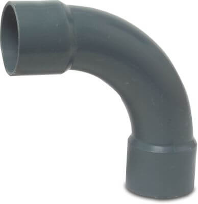 VDL Long bend 90° PVC-U 10 bar glue socket grey type made from tubing