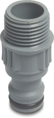 Flotide Click connector PVC-U male thread x male click grey