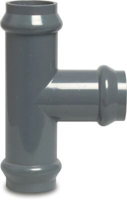 T-piece 90° PVC-U 10bar ring seal grey