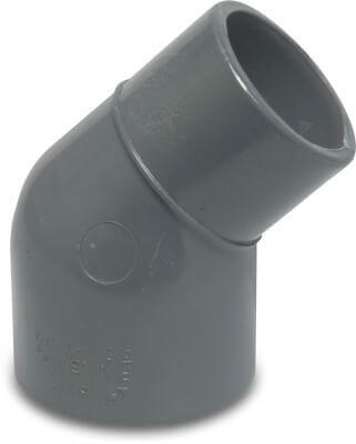 Profec Reducer elbow 45° PVC-U 10bar glue socket/glue spigot x glue socket grey