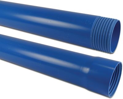 Riser pipe PVC-U female trapezium thread x male trapezium thread blue