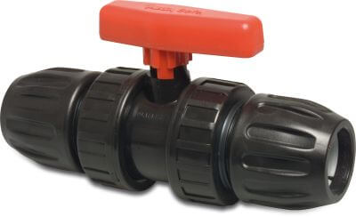 Profec Ball valve PP 10bar compression black Safe 500