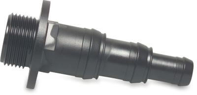 Hose tail adaptor PP 6bar male thread x hose tail black rec