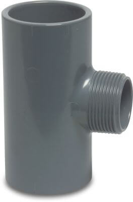 Profec Adaptor T-piece 90° PVC-U 10bar glue socket x male thread x glue socket grey