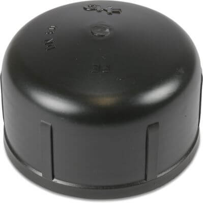 Bottom cap PE female trapezium thread black