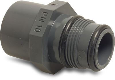 VDL Swing union adaptor PVC-U 10 bar glue socket/glue spigot x push-in grey
