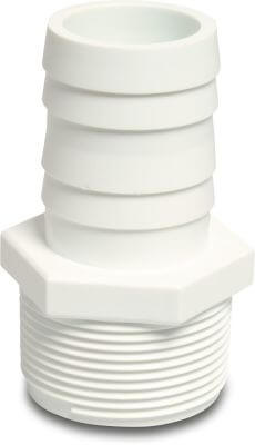 Profec Hose tail adaptor PP 10bar male thread x hose tail white