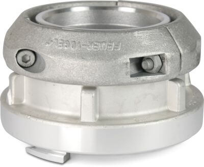 Quick coupler forged aluminium 15bar hose tail Storz with clamps for flathose