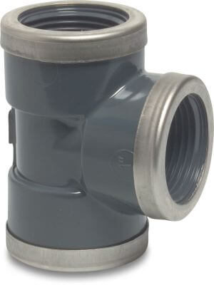 Profec T-piece 90° PVC-U 16bar female thread grey reinforced