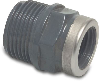 Profec Reducing nipple PVC-U 10bar male thread x female thread grey reinforced