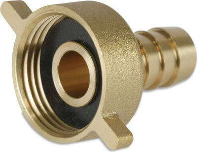Profec Hose tail 2/3 union adaptor brass female threaded nut x hose tail flat seal