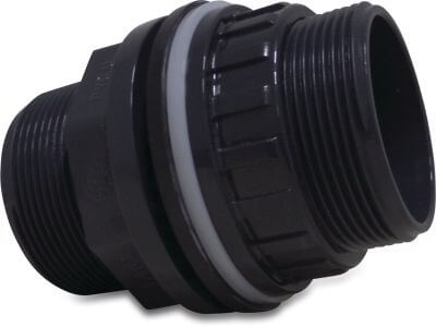 Profec Bulkhead fitting PVC-U 10bar glue socket x male thread x male thread grey