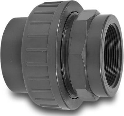 VDL Union adaptor PVC-U female thread x glue socket grey A