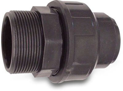Union adaptor PVC-U 10 bar glue socket x male thread grey