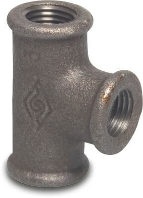 Profec Nr. 130 T-piece 90° cast iron black DVGW 25 bar female thread
