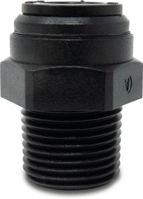 Adaptor bush long POM WRAS push-in x male thread NPT black Aquaspeed