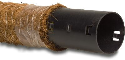 Drainage pipe PVC-U KIWA/KOMO click socket x plain yellow perforated, wrapped with coir