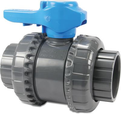 Ball valve PVC-U 16bar glue socket grey VEEIVV