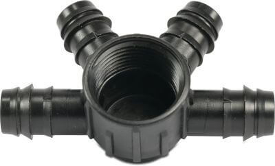 4-way distributor POM 4 bar barbed x female thread black