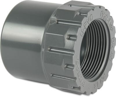 Adaptor socket PVC-U 16bar glue socket x female thread grey
