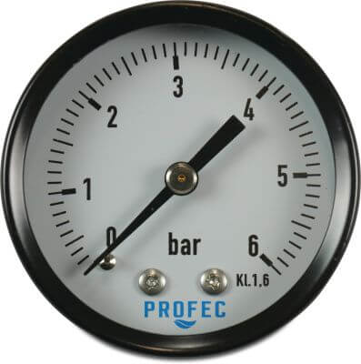 Profec Pressure gauge male thread black dry